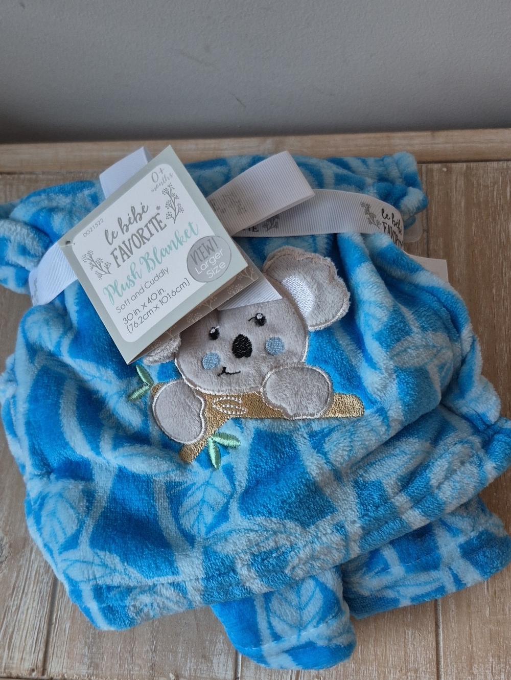 Le Bebe Plush Baby Blanket Lovey Blue Koala 3 D Ear Nwt 30x40 In New